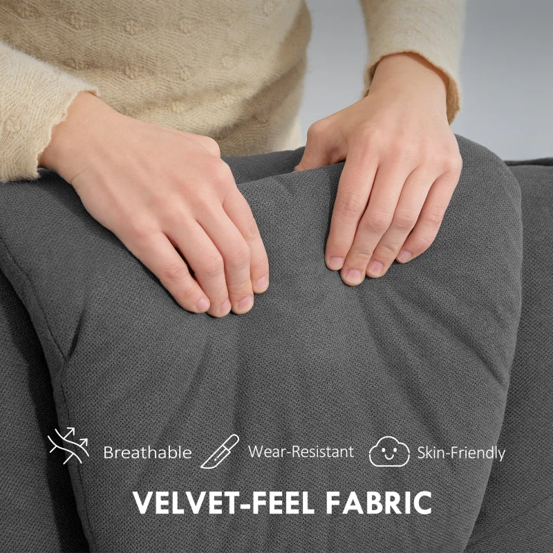 Charcoal Grey Velvet Rocker Swivel Recliner Chair with Footstool for Ultimate Comfort