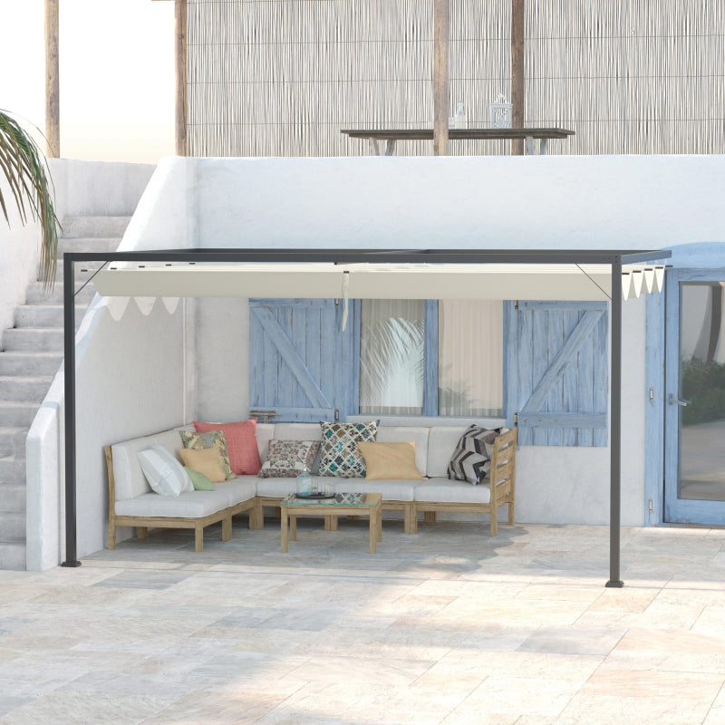 4m x 3m Metal Garden Pergola - Beige Cover