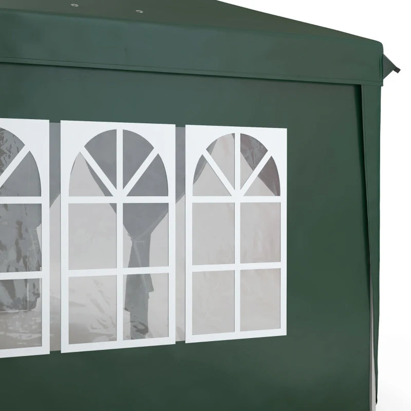 Dark Green 3x6m Pop-Up Gazebo with Curtain Walls and Windows