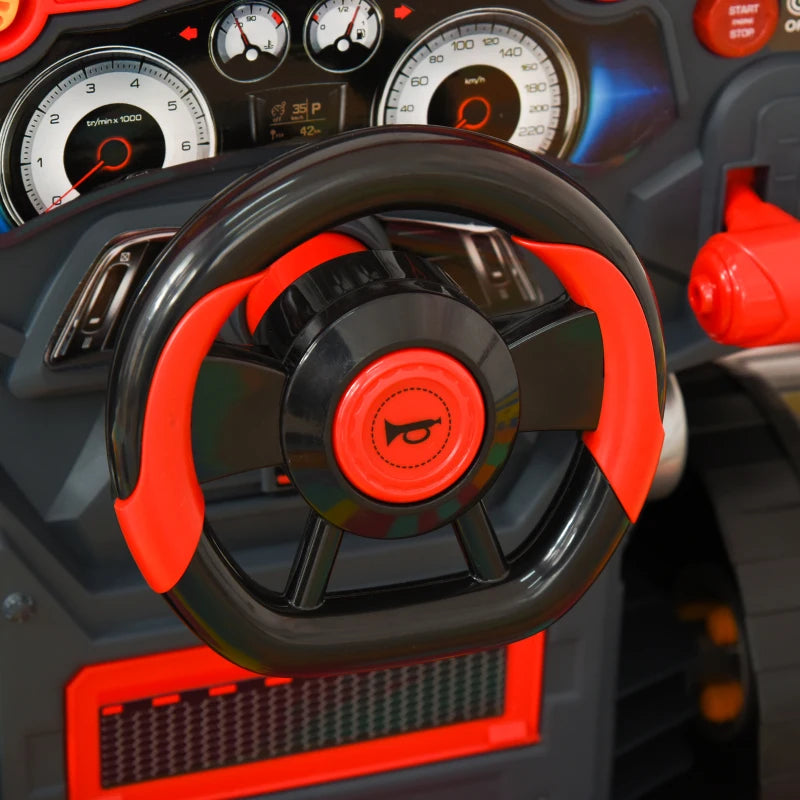 Kids Truck Engine Toy Set Educational Car Service Station Playset Take Apart Workshop with RC Car Key Steering Wheel Horn Light for Toddlers Ages 3 to 5 Red