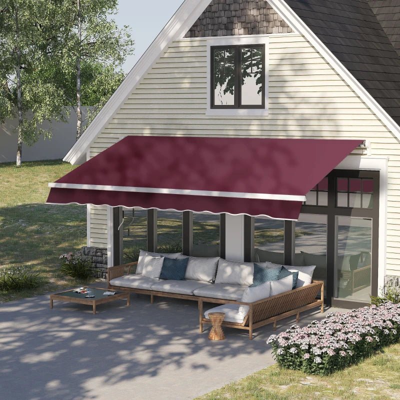 Red 3m x4m Retractable Awning Canopy With Fittings and Crank Handle