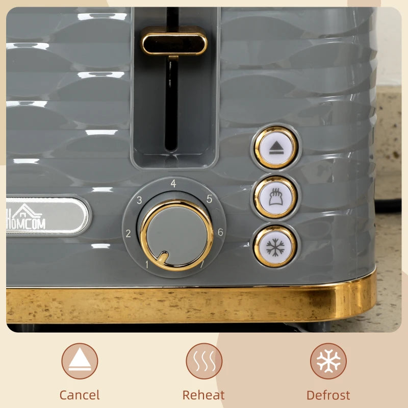 Premium Four-Slice Rippled Toaster in Stylish Grey - Perfect for Even Toasting and Modern Kitchens