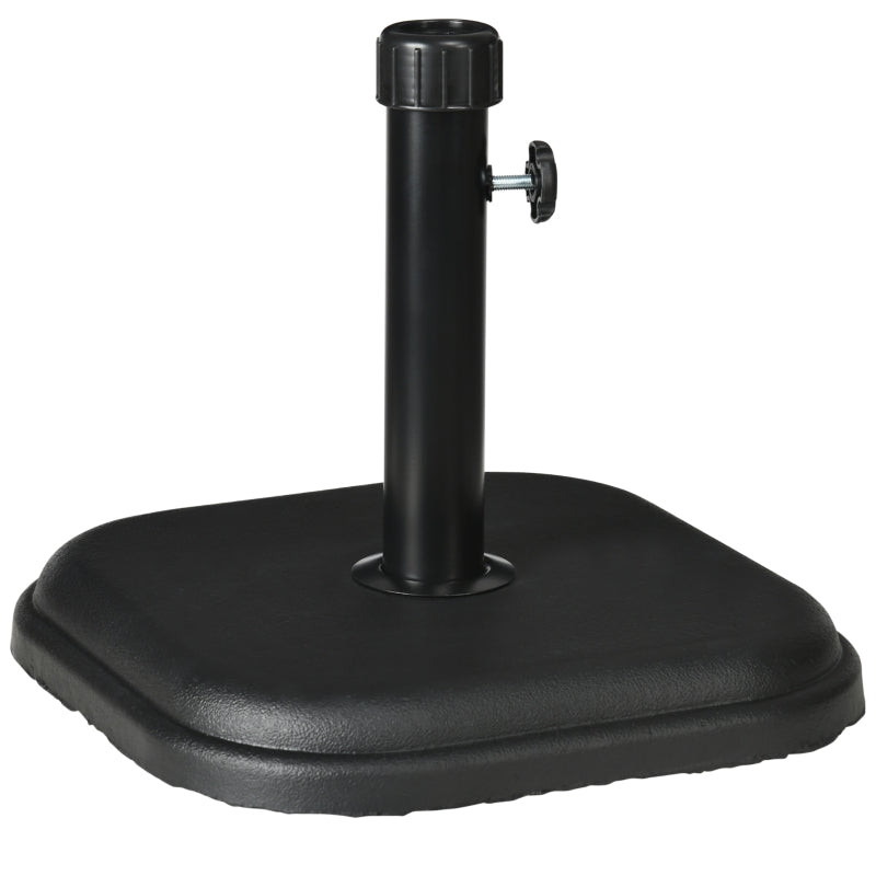 Black Square Concrete Garden Parasol Base Holder - 11kg