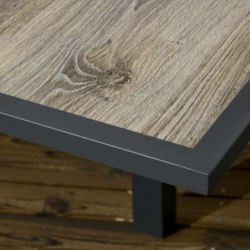 Beige Extendable Outdoor Dining Table for 6, Aluminium Frame, Rectangular Patio Table