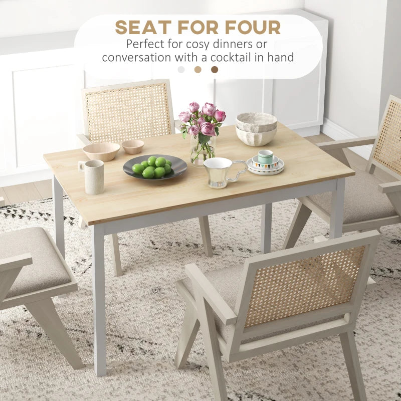 Rustic Four-Seater Farmhouse-Style Wooden Dining Table - Perfect for Family Meals and Country Decor