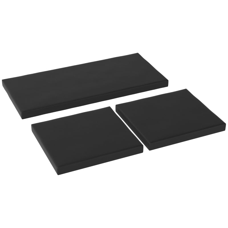 Black Outdoor Seat Cushion Pads for Rattan Furniture - 3 Piece Set, 45x45 cm
