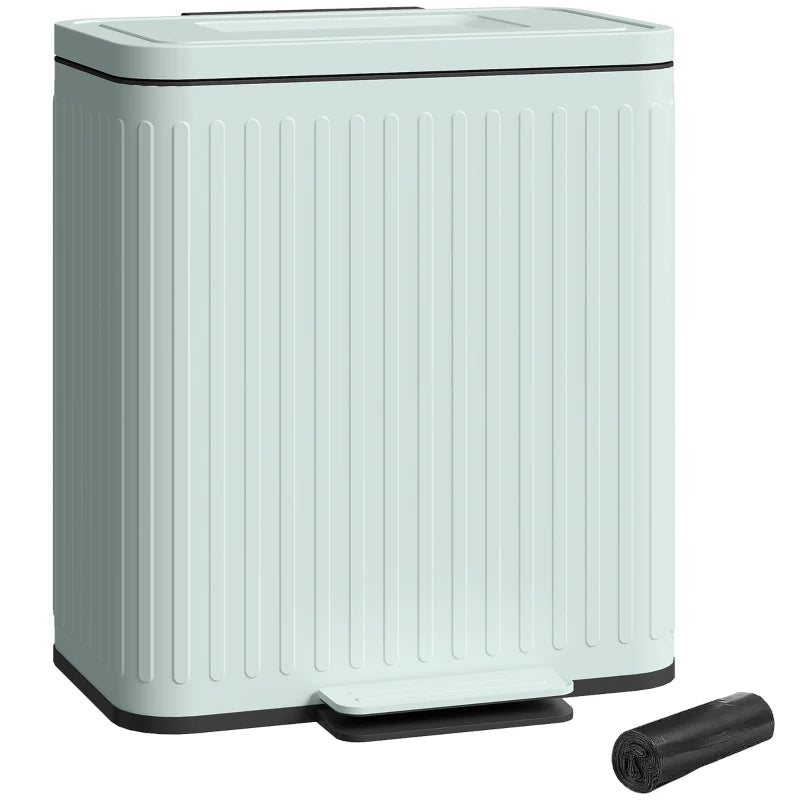 40L Dual Compartment Rubbish Bin with Soft-Close Lid - Eco-Friendly Green Waste Separation Solution