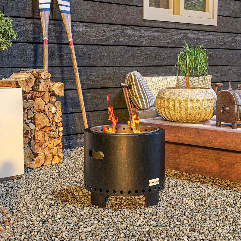 Metal Wood-Burning Smokeless Fire Pit - Stylish Black Outdoor Fire Pit for Backyard Gatherings and Cozy Evenings