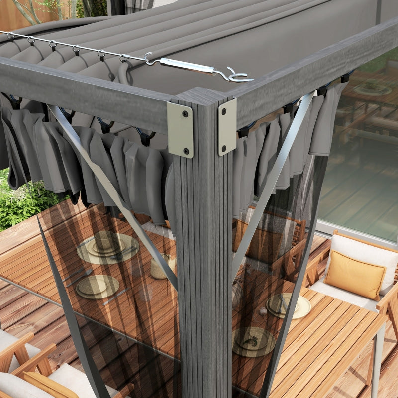 Dark Grey 3m x 3m Retractable Pergola