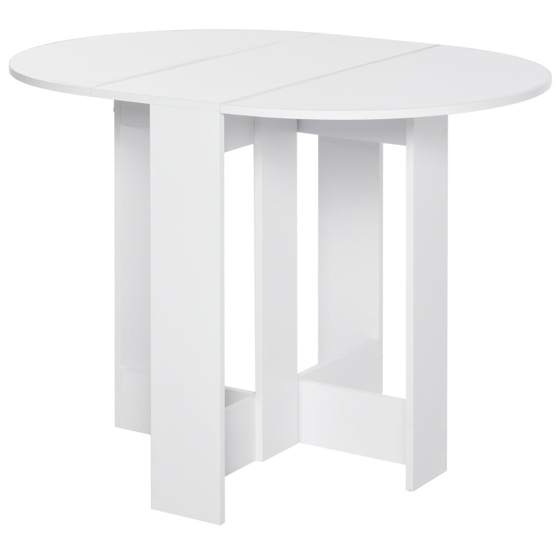 Space-Saving Drop Leaf Folding Dining Table for Small Spaces - Ideal for Kitchen & Dining Room - Elegant White Finish