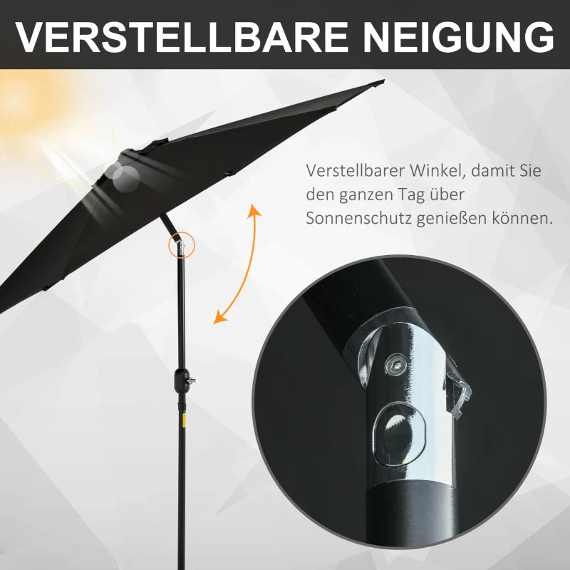 Black 2.7M Tilt Crank Garden Parasol Umbrella