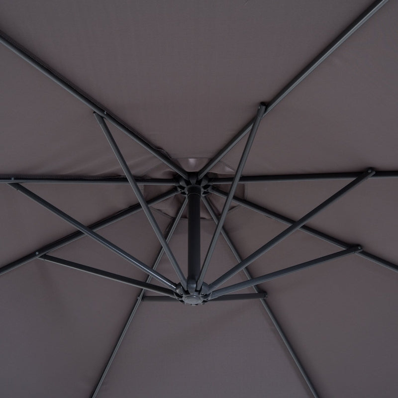 Dark Grey 3M Hanging Cantilever Umbrella Parasol for Patio