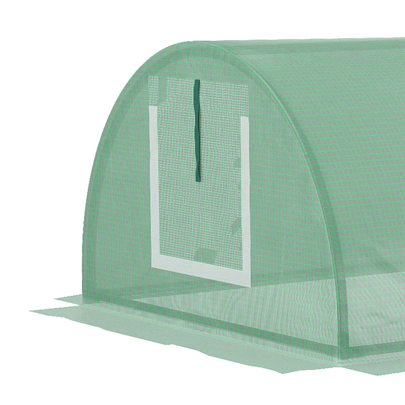 Portable Green Steel Frame Mini Greenhouse with 5 Mesh Windows