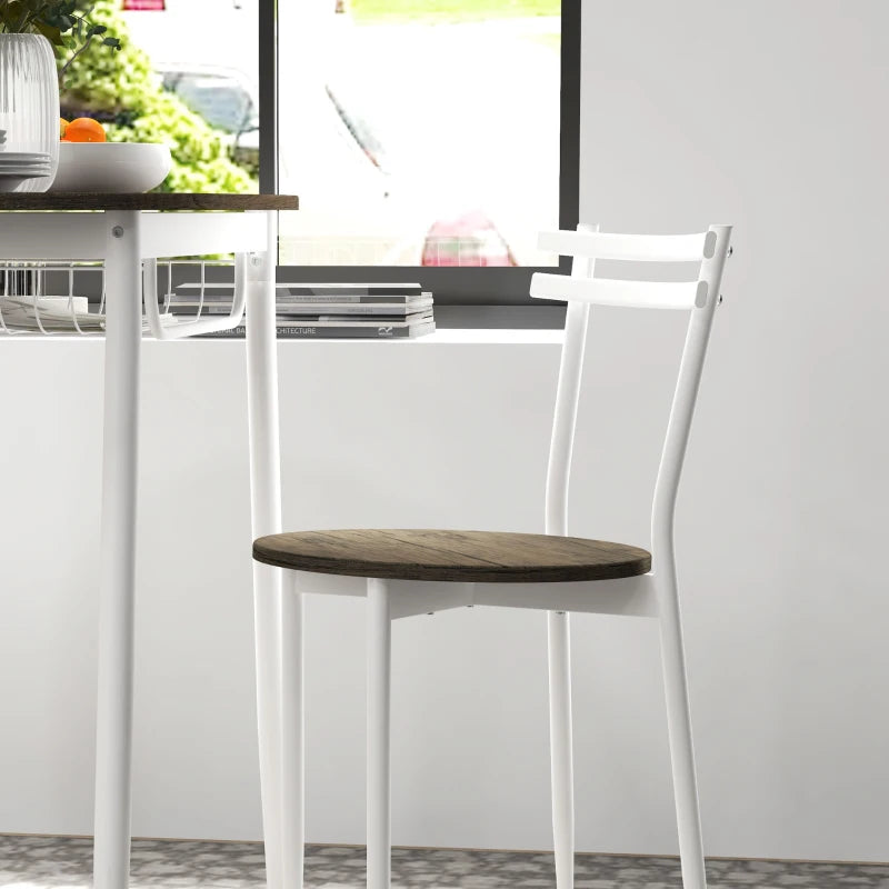 3-Piece Oval Dining Table Set with 2 Chairs & Wire Storage Shelf - Natural Steel Frame Kitchen Furniture