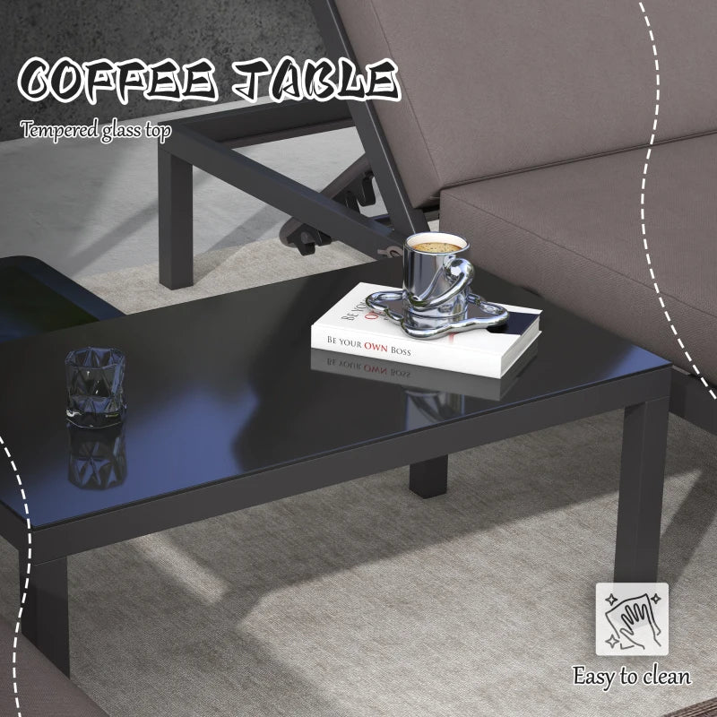 Three-Piece Aluminium Lounger Set With Reclining Backs