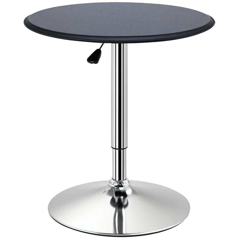 Adjustable Height Round Bar Table - 360° Swivel Counter Pub Table for Kitchen & Cafe - Black Finish