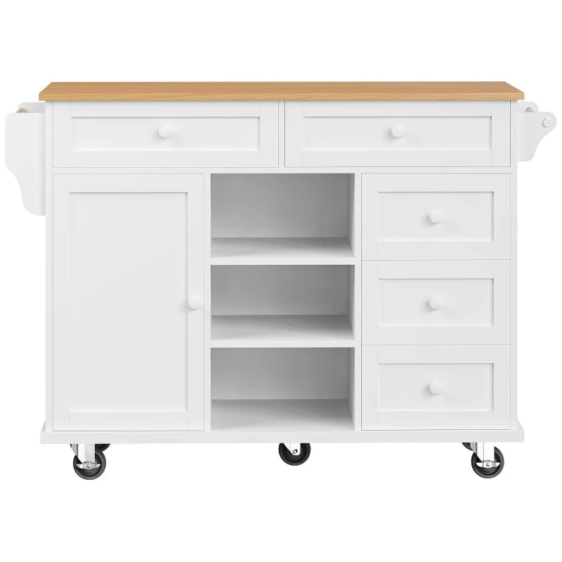Versatile Dining Trolley with Drawer - Mobile & Fixed Food Cart for Kitchen Storage, 134L x 46W x 92H cm, White
