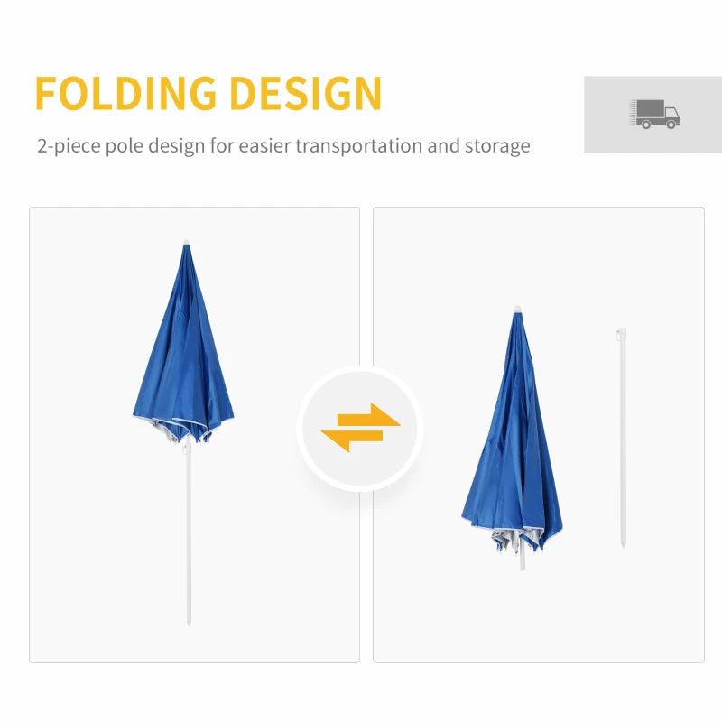 Blue Beach Fishing Umbrella with Sides and Carry Bag