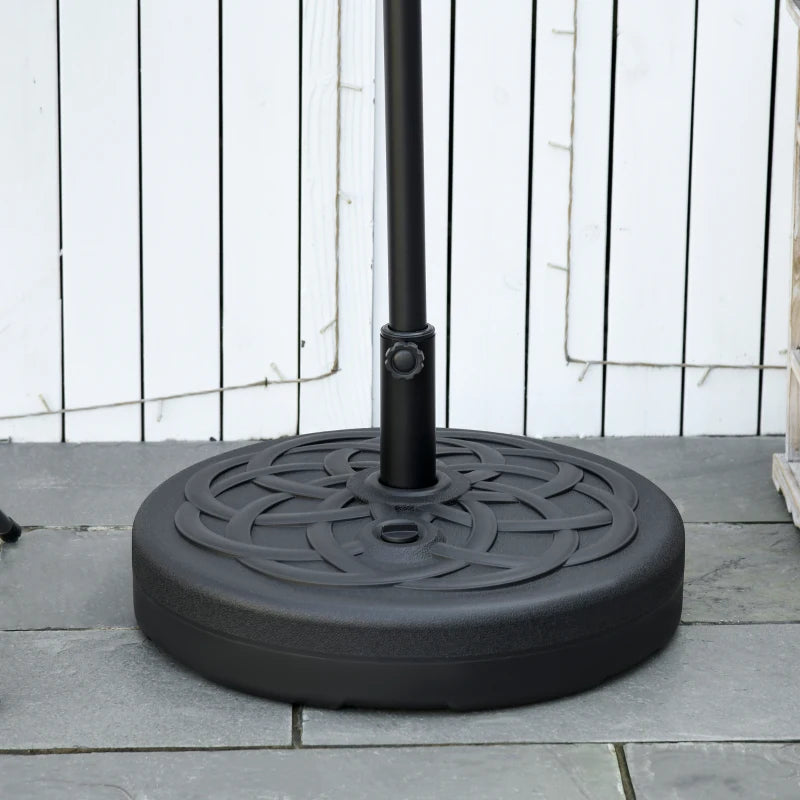 Black Garden Umbrella Stand Weight - 25kg Water or 35kg Sand Fill