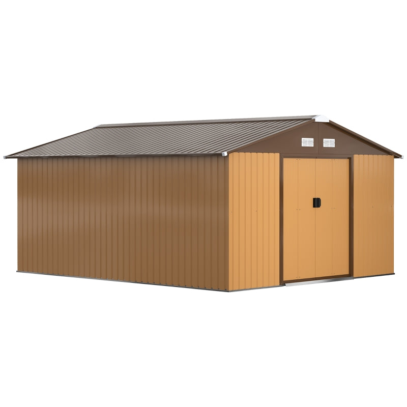 Teak 13ft x11ft Metal Garden Shed