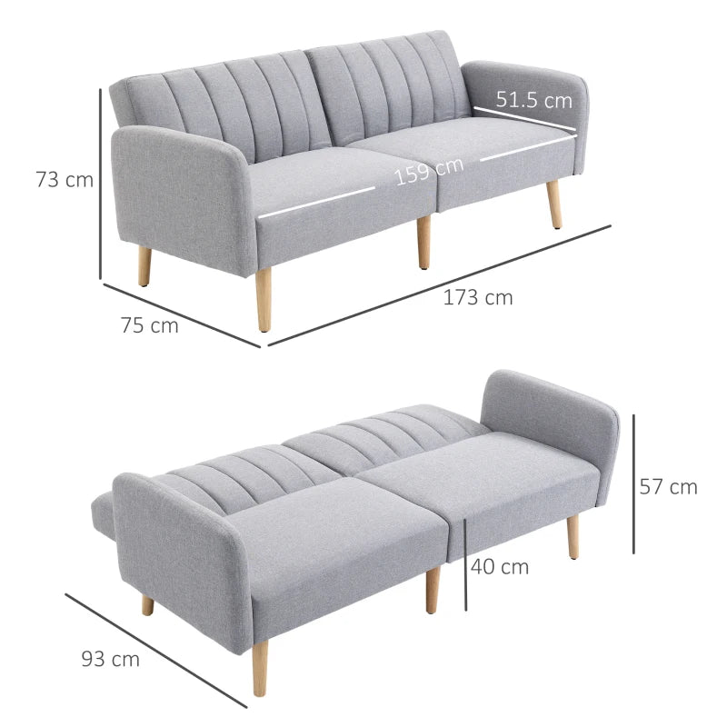 Light Grey Three-Seater Sofa Bed with Split Back Design for Versatile Comfort and Style