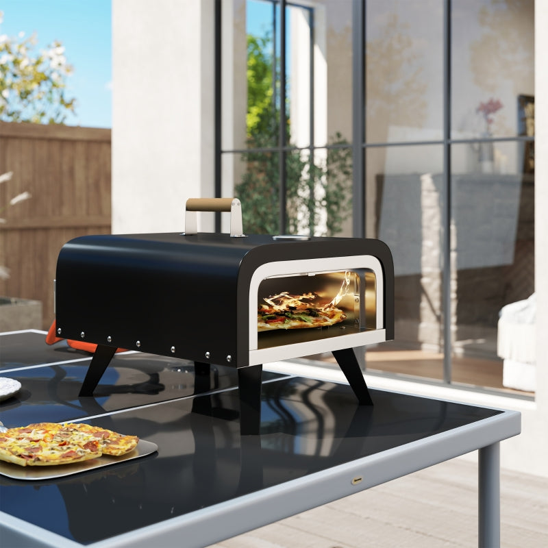 Portable Outdoor Gas Pizza Oven with 12" Stone, Thermometer, Foldable Legs, and Accessories