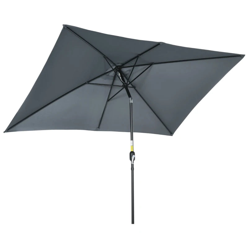Dark Grey 3x2m Rectangular Patio Umbrella with Tilt Crank