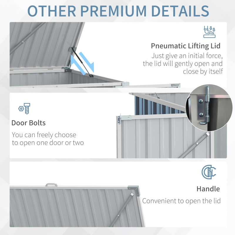 Grey 5ft x 3ft Bin Storage Shed - Metal