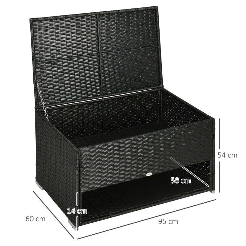 Black Rattan Storage Bench