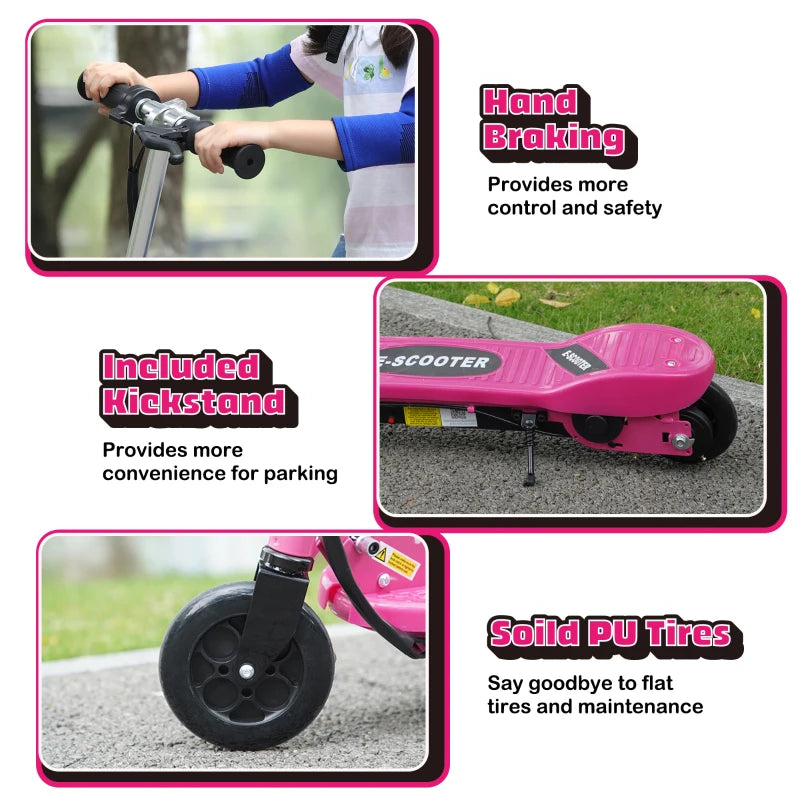 Foldable Electric Kids Scooter for Ages 7-14 Years in Pink