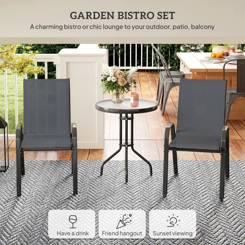 Three-Piece Grey Outdoor Garden Furniture Set - Perfect for Patios and Balconies