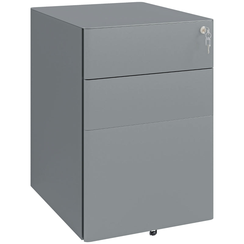 Vinsetto Lockable Rolling Filing Cabinet - 3 Drawer Steel Office Storage Unit for A4, Letter & Legal Files