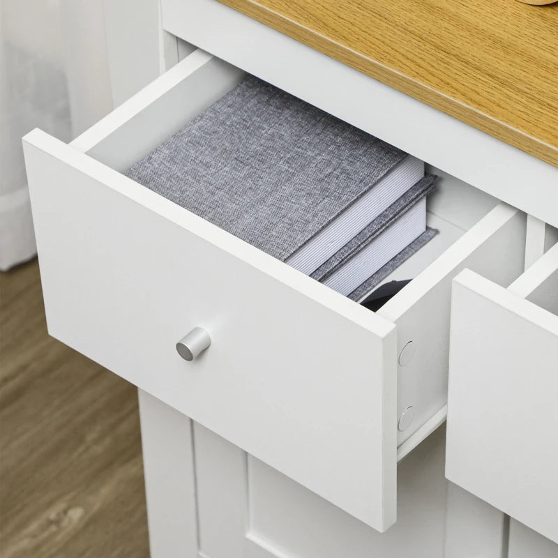 Modern White Sideboard Storage Cabinet with Double Doors & Drawers - Stylish Kitchen Cupboard for Dining Room, Living Room & Entryway