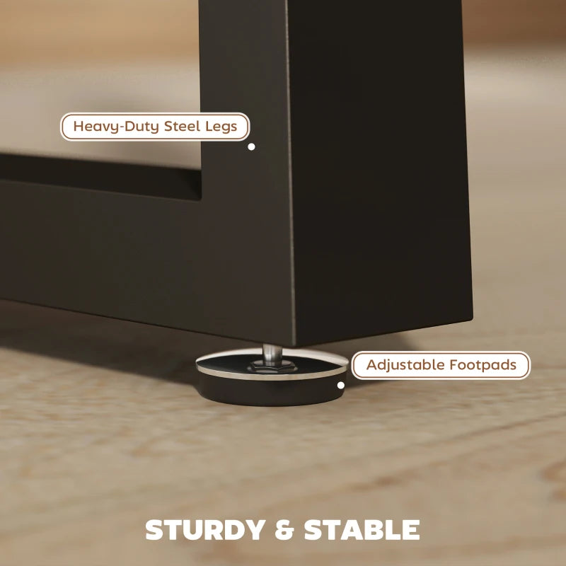 Extendable Rectangular Dining Table with Wood Effect Top for 4-6 People, Steel Frame & Hidden Leaves - Perfect for Kitchen & Living Room