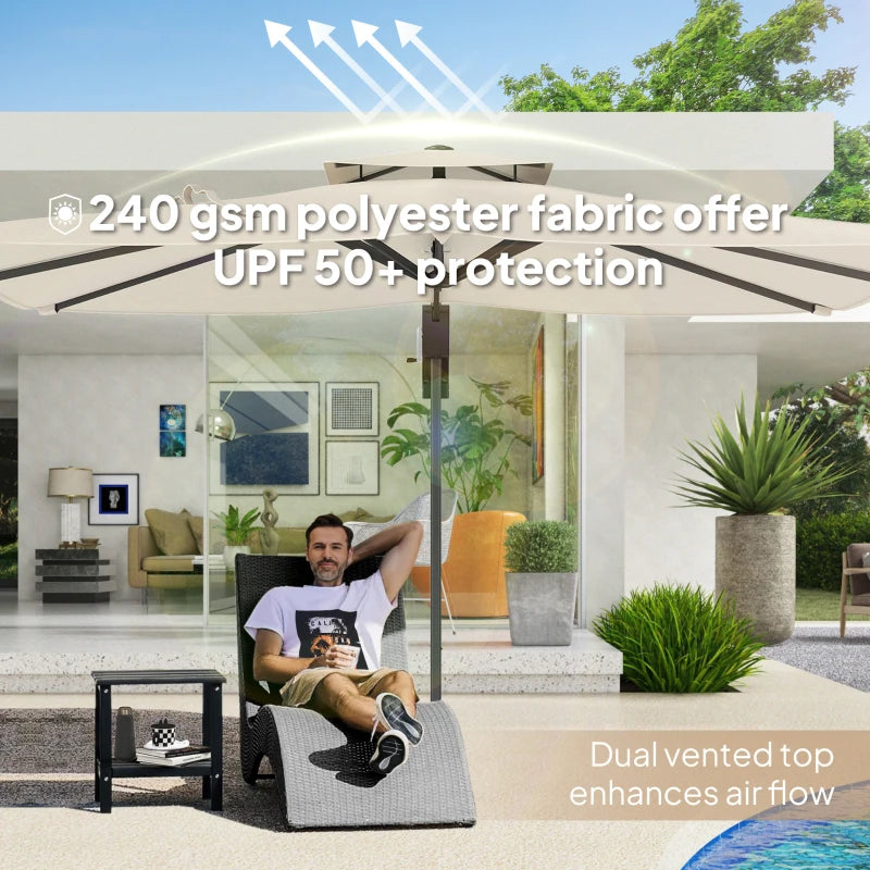 3.7m x 2.7m Cantilever Parasol Umbrella - 360° Rotation, Easy Tilt, UPF50+ Sun Shade, Black