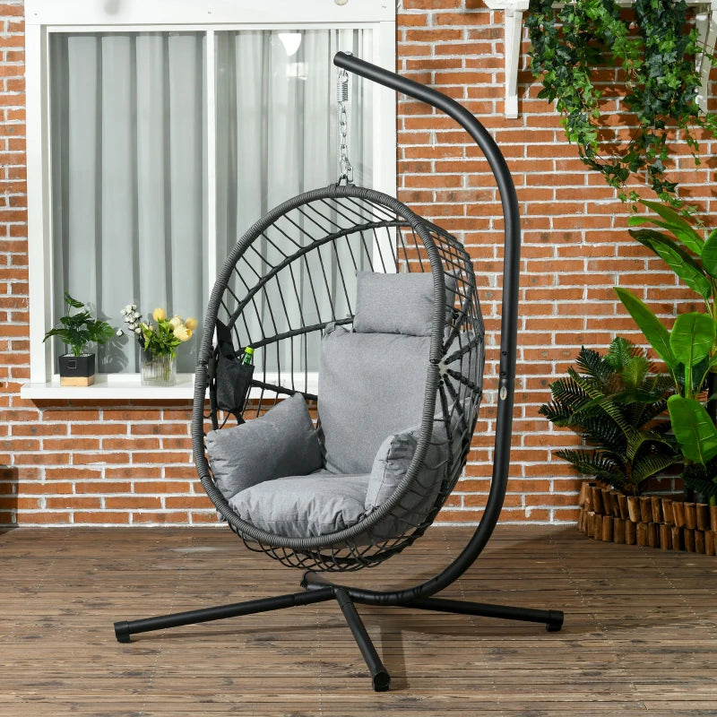 Grey Fully Padded Hanging Egg Chair