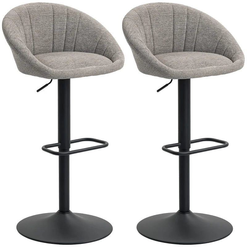 Set of 2 Grey Relaxed Tub Bar Stools - Modern Design, Comfortable Seating for Kitchen or Home Bar