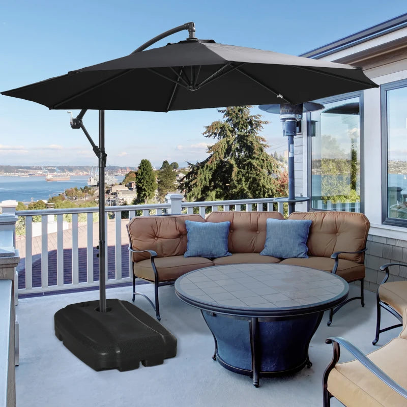 Black Portable Water and Sand Filled Parasol Base - Up to 100kg