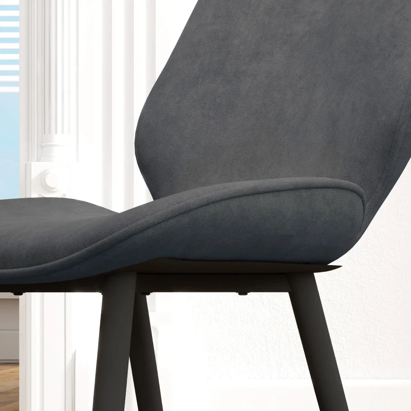 Stylish Velvet Dining Chairs Set of 2 - Modern Grey Dining Room Chairs with Sturdy Metal Legs