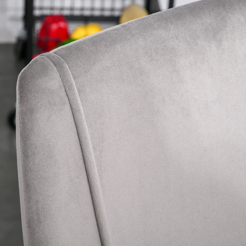 Modern Grey Dining Chairs Set of 2 - Upholstered Velvet Accent High Back Chairs with Metal Legs for Kitchen