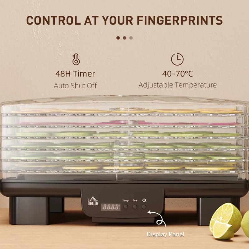 Premium Six-Tray Food Dehydrator - Black | Efficient, Versatile, Perfect for Healthy Snacks & Preserving Fruits, Vegetables, and Jerky