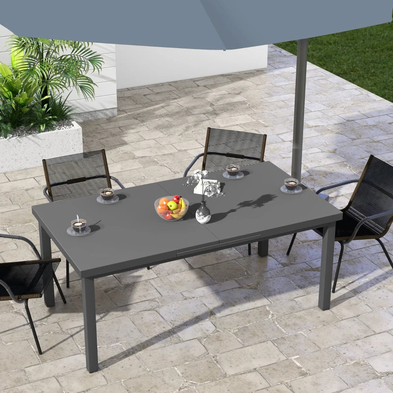 Aluminium Extendable Outdoor Dining Table - Charcoal Grey, Seats 6-8