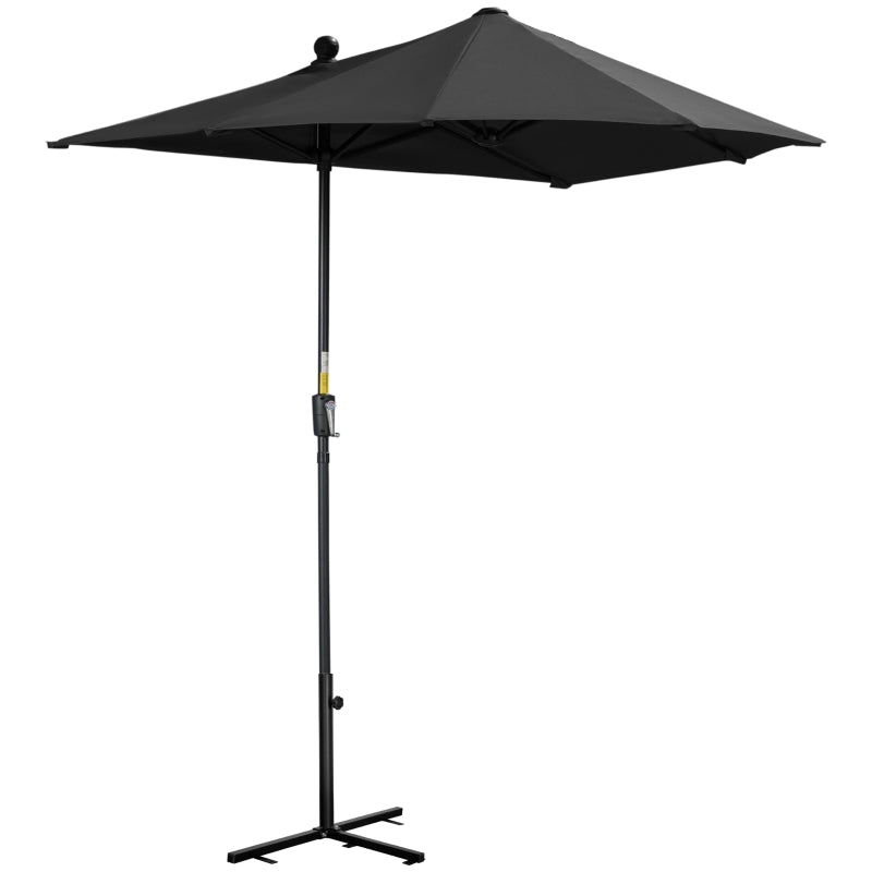 Black 2m Half Market Umbrella with Crank Handle and Base