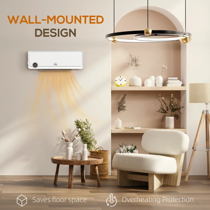 Electric Wall Downflow Heater 2000W with Timer Remote Oscillation for Home Office Bedroom