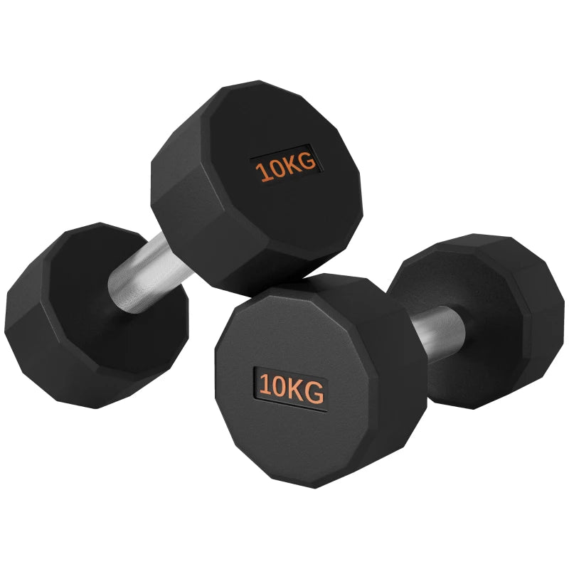 12-Sided Dumbbell Weights Set with Non-Slip Grip for Home Gym Workout 2 x 10kg for Men and Women