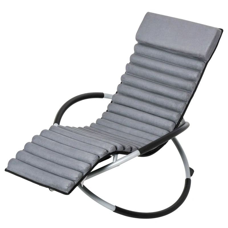 Metal Orbital Rocking Chair with Padded Mat - Black Grey