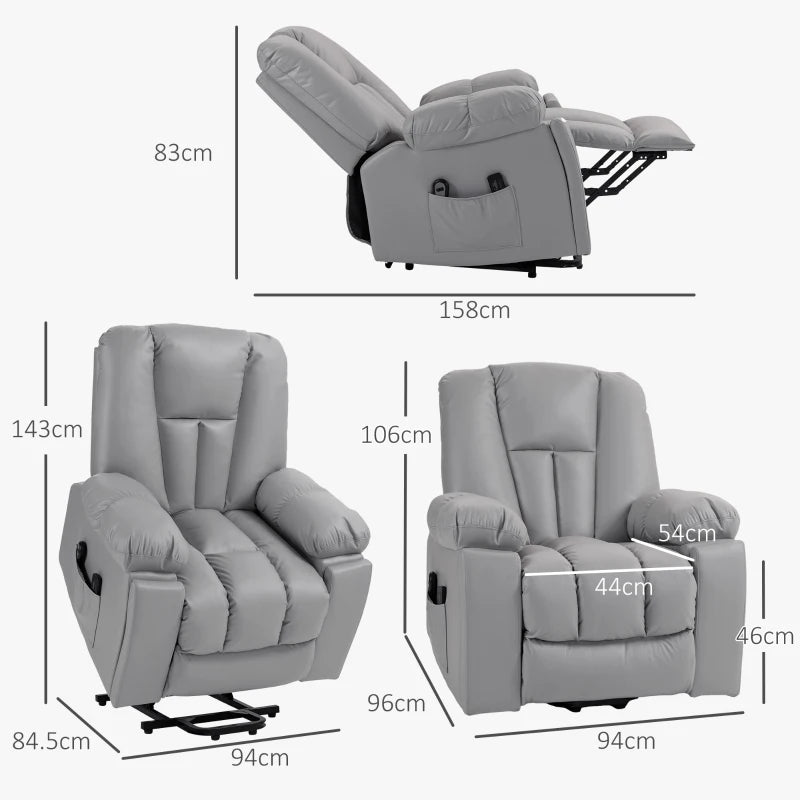 Charcoal Grey Reclining Armchair with Eight Massage Points for Ultimate Comfort