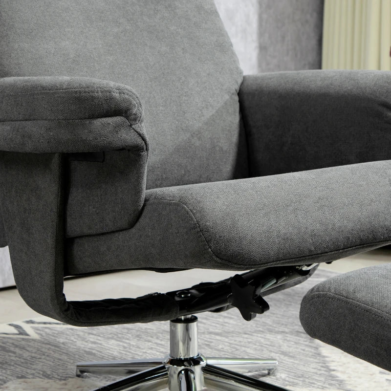 Velvet Recliner Chair with Ottoman in Dark Grey - Comfortable and Stylish Seating Solution