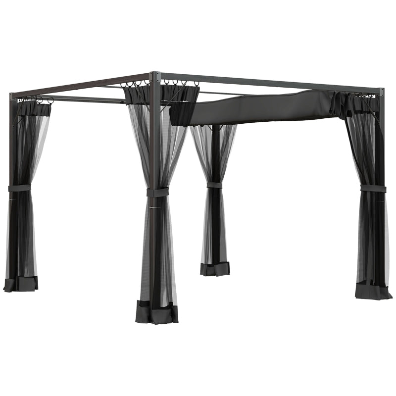 Dark Grey 3m x 3m Retractable Pergola