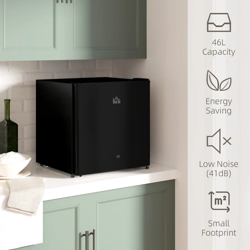 46L Lockable Countertop Fridge - Black Mini Refrigerator for Home, Office, or Dorm - Compact & Secure Storage Solution